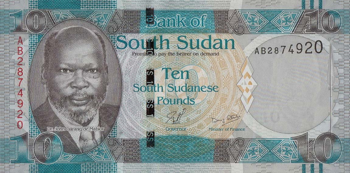Front of South Sudan p7a: 10 Pounds from 2011