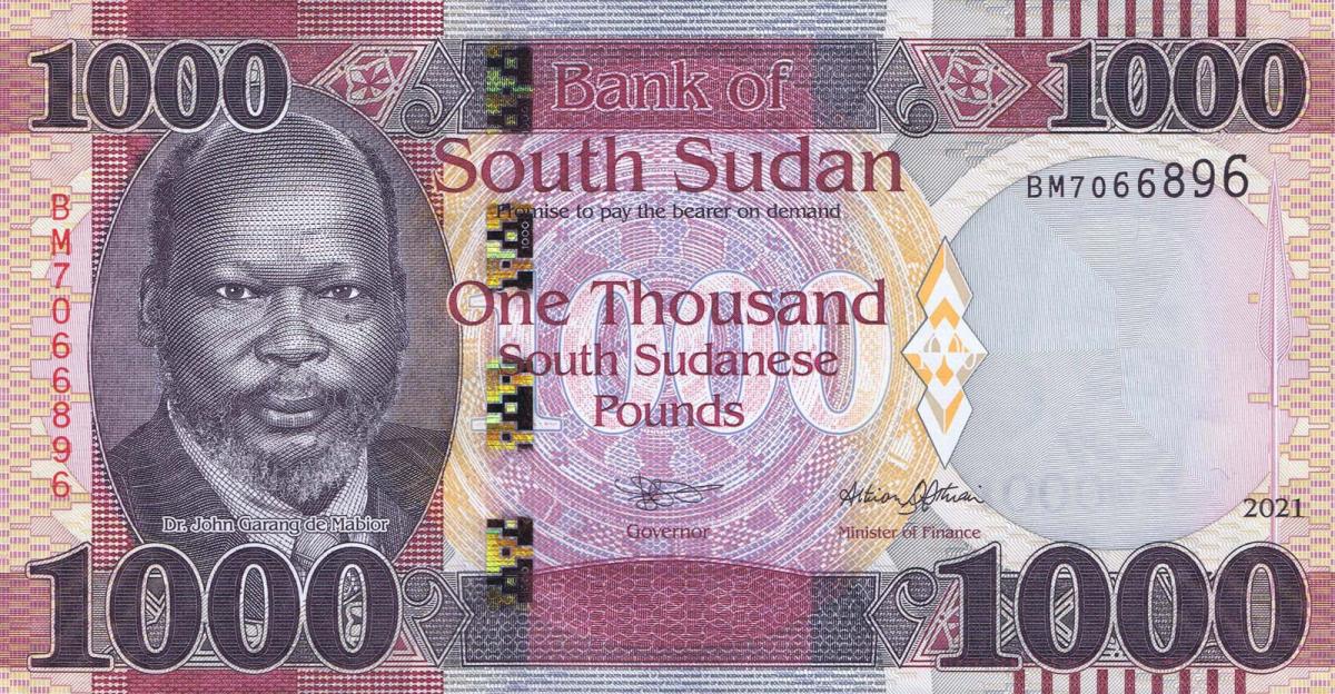 Front of South Sudan p17b: 1000 Pounds from 2021