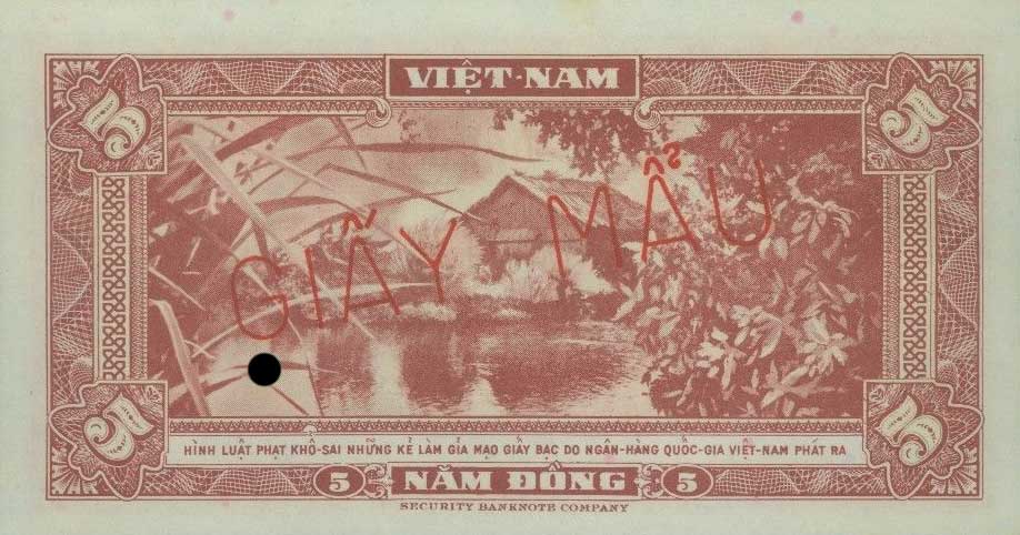 Back of Vietnam, South p13s: 5 Dong from 1955