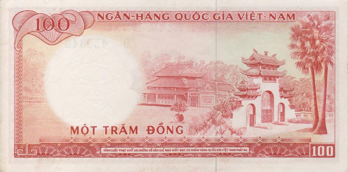 Back of Vietnam, South p19b: 100 Dong from 1966
