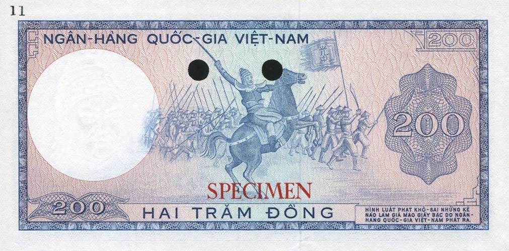 Back of Vietnam, South p20ct: 200 Dong from 1966