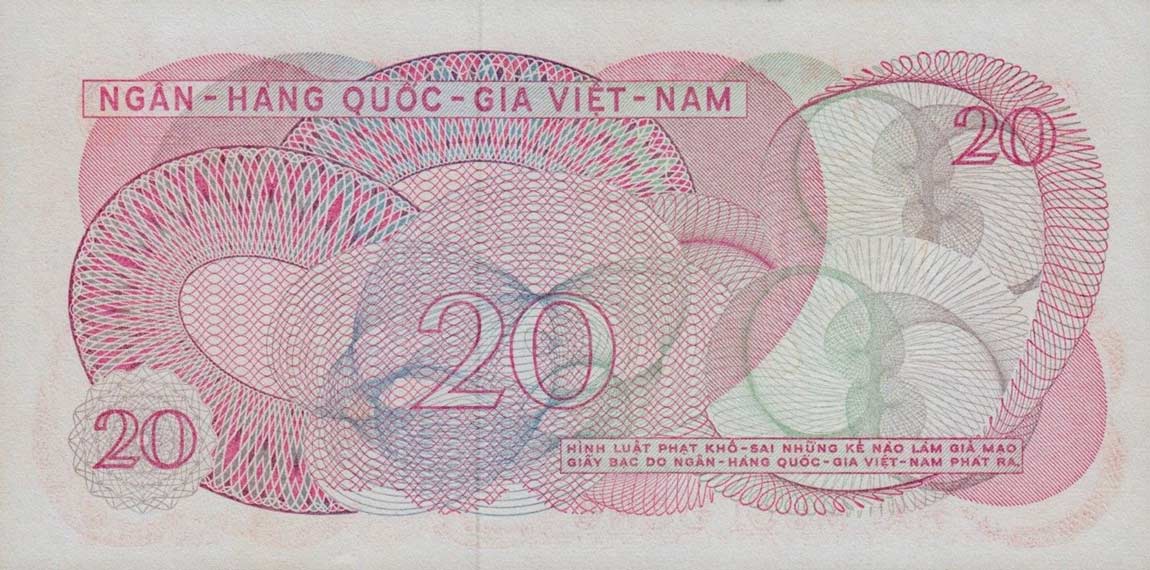 Back of Vietnam, South p24a: 20 Dong from 1969