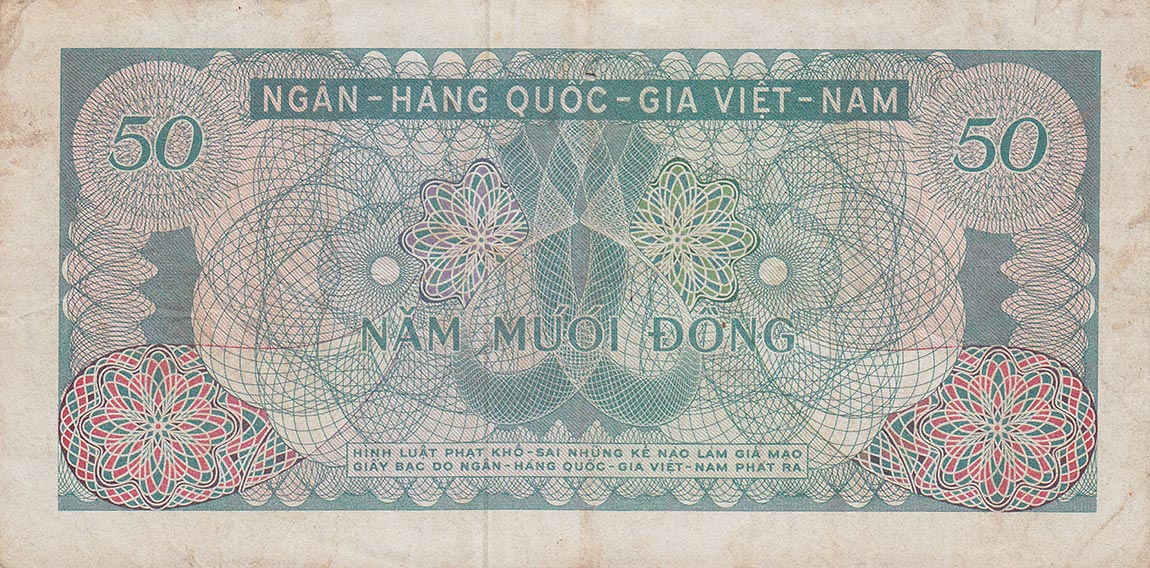 Back of Vietnam, South p25a: 50 Dong from 1969