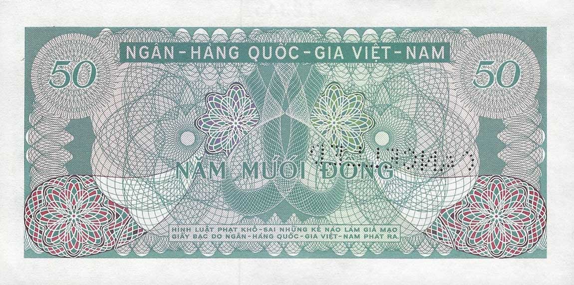 Back of Vietnam, South p25s: 50 Dong from 1969