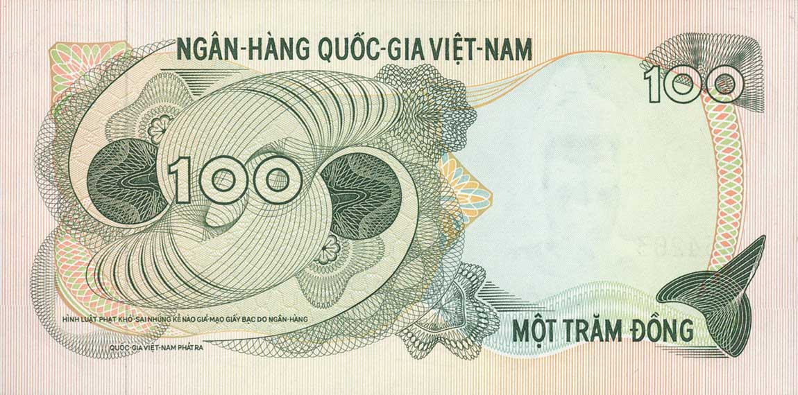 Back of Vietnam, South p26a: 100 Dong from 1970