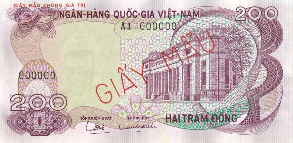 Front of Vietnam, South p27s: 200 Dong from 1970