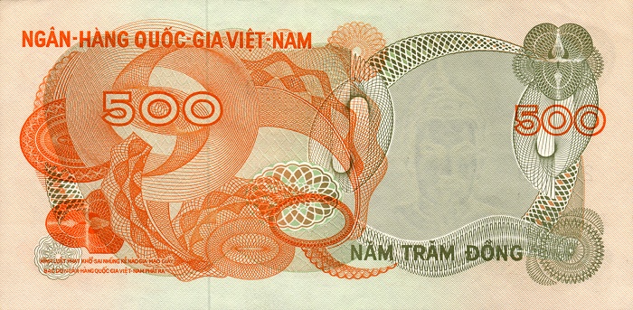 Back of Vietnam, South p28a: 500 Dong from 1970
