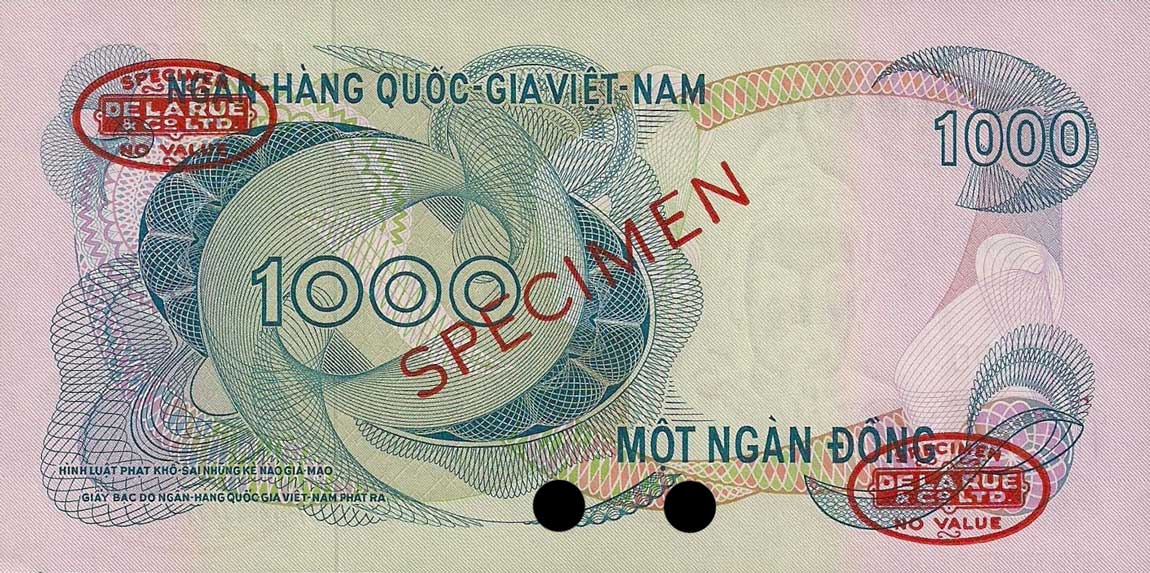 Back of Vietnam, South p29s2: 1000 Dong from 1971