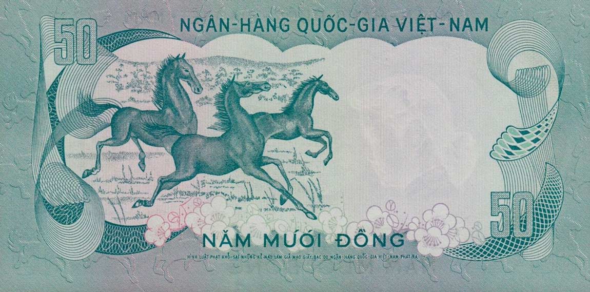 Back of Vietnam, South p30a: 50 Dong from 1972