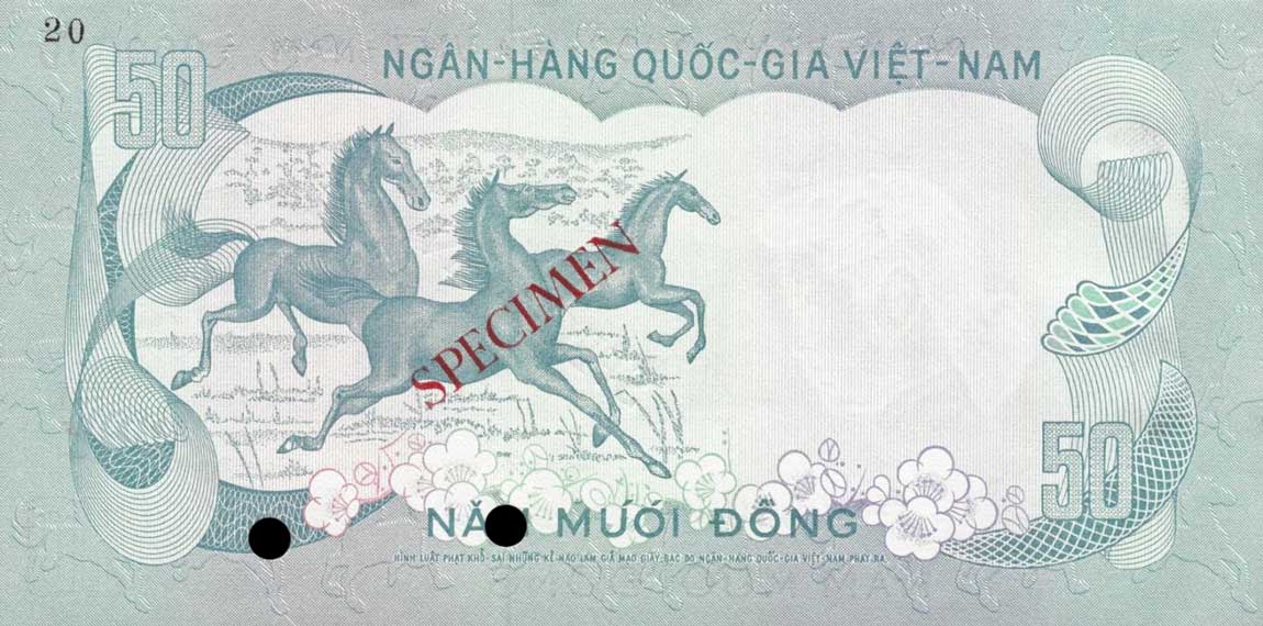 Back of Vietnam, South p30ct: 50 Dong from 1972