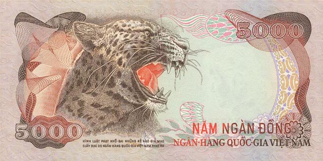 Back of Vietnam, South p35a: 5000 Dong from 1975