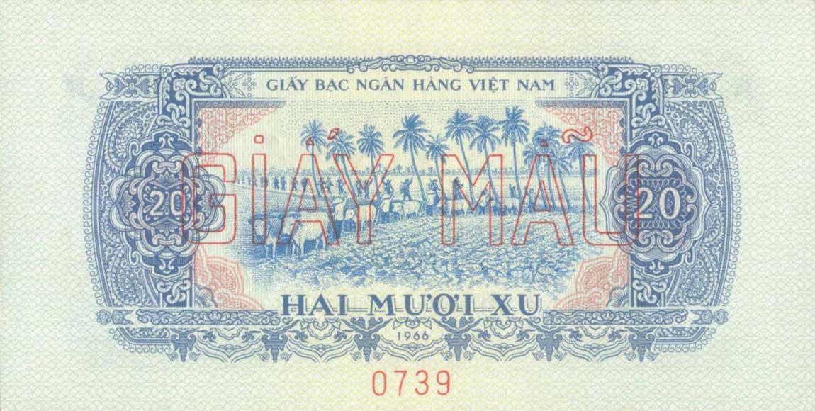 Back of Vietnam, South p38s: 20 Xu from 1966
