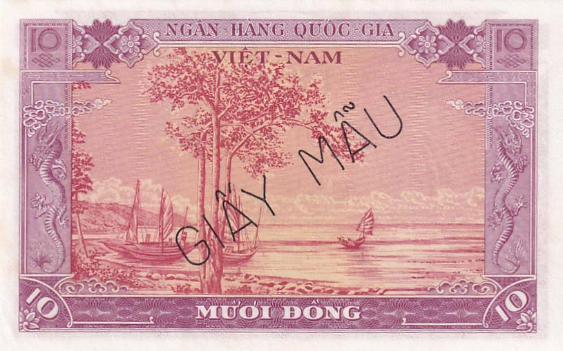 Back of Vietnam, South p3s: 10 Dong from 1955