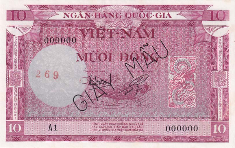 Front of Vietnam, South p3s: 10 Dong from 1955