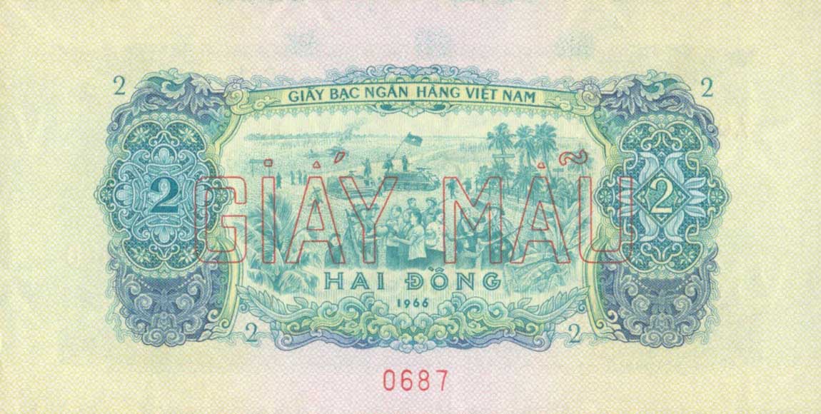 Back of Vietnam, South p41s: 2 Dong from 1966