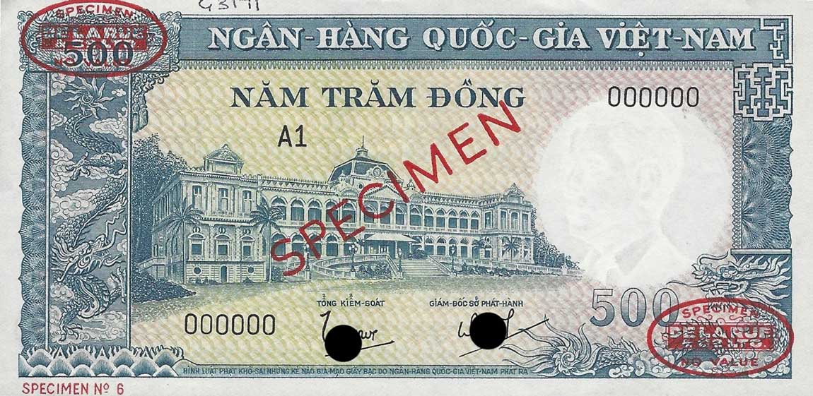 Front of Vietnam, South p6As2: 500 Dong from 1962