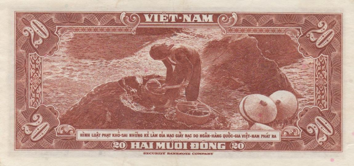 Back of Vietnam, South p6a: 20 Dong from 1962