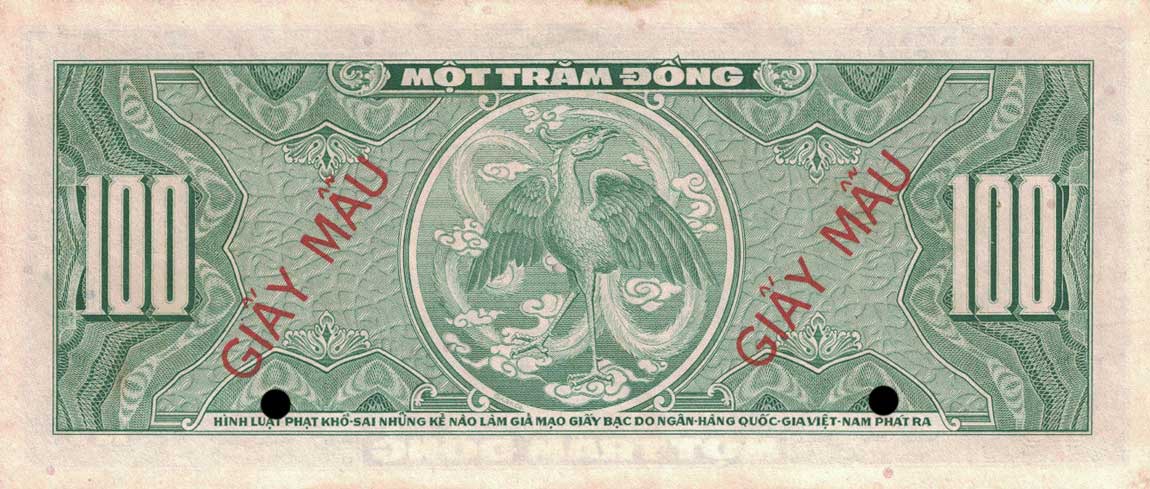 Back of Vietnam, South p8s1: 100 Dong from 1955