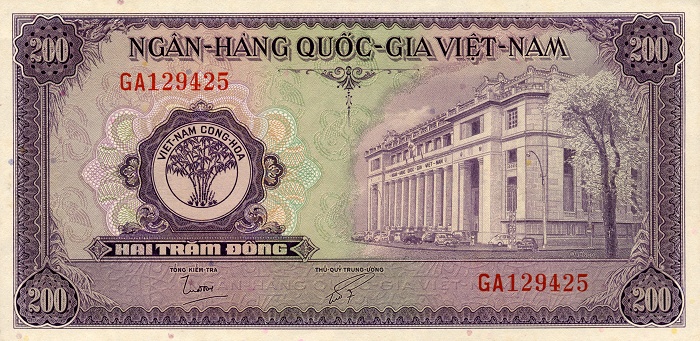 Front of Vietnam, South p9a: 200 Dong from 1958