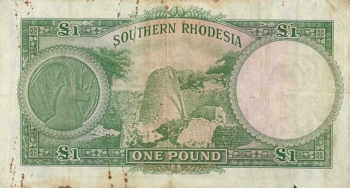 Back of Southern Rhodesia p10c: 1 Pound from 1945