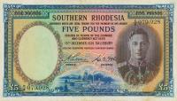 p11a from Southern Rhodesia: 5 Pounds from 1939