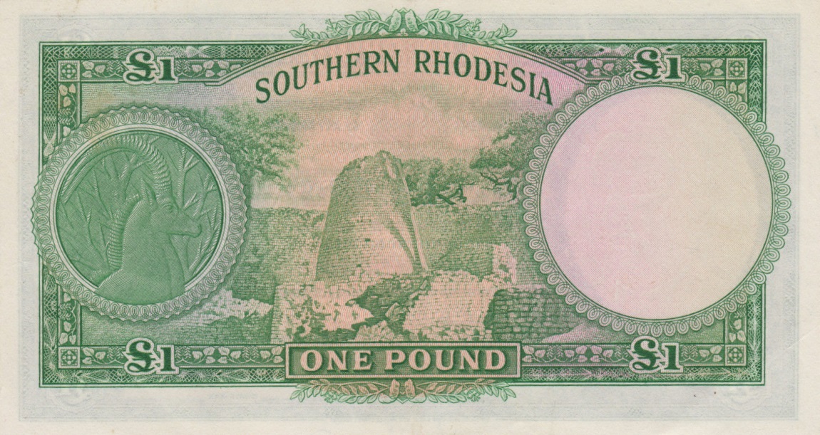 Back of Southern Rhodesia p13b: 1 Pound from 1953