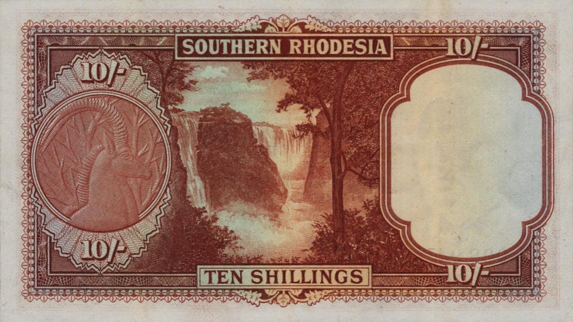 Back of Southern Rhodesia p9c: 10 Shillings from 1945