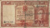 p9e from Southern Rhodesia: 10 Shillings from 1950