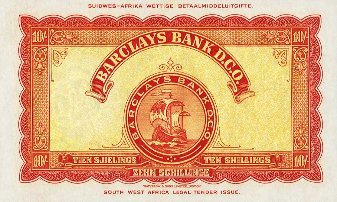 Back of Southwest Africa p4b: 10 Shillings from 1958