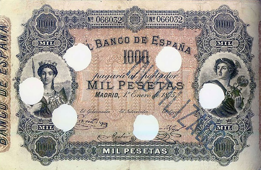 Front of Spain p10: 1000 Pesetas from 1875