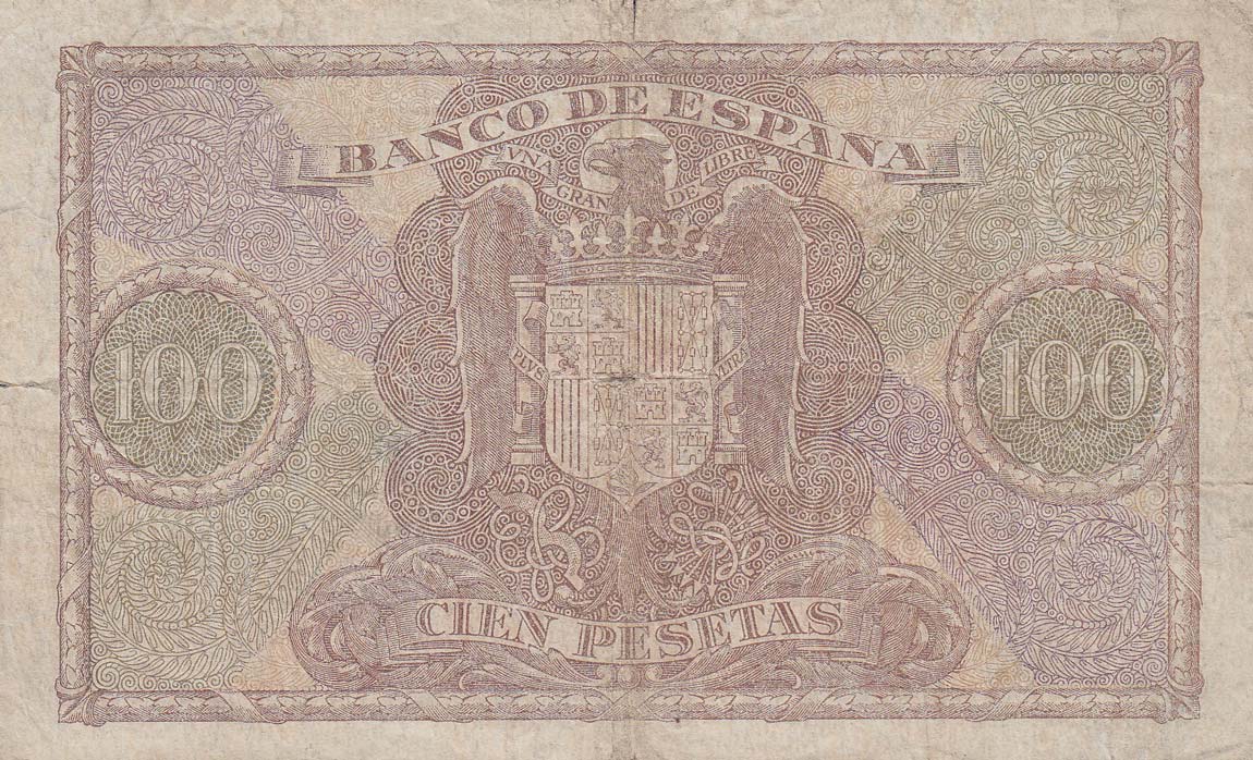 Back of Spain p118a: 100 Pesetas from 1940