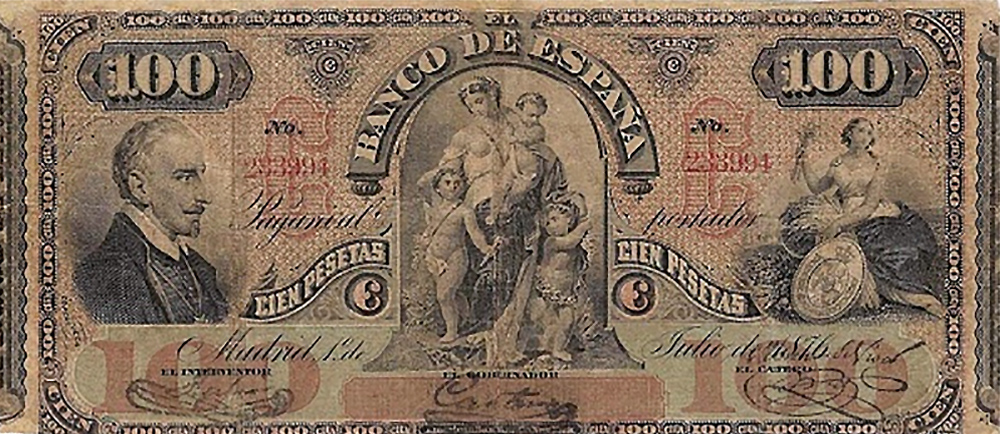 Front of Spain p11: 100 Pesetas from 1876