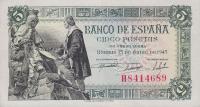 p129a from Spain: 5 Pesetas from 1945
