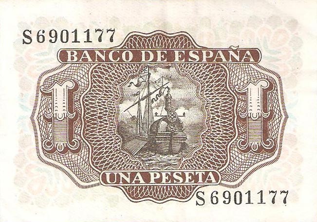 Back of Spain p144a: 1 Peseta from 1953