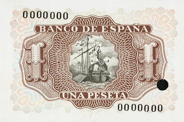 Back of Spain p144s: 1 Peseta from 1953