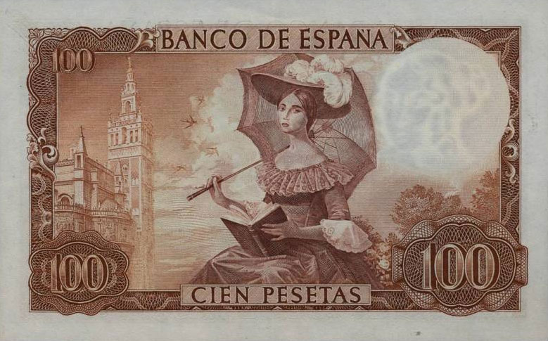 Back of Spain p150: 100 Pesetas from 1965