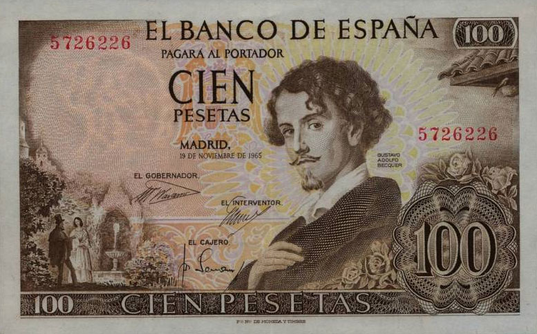 Front of Spain p150: 100 Pesetas from 1965