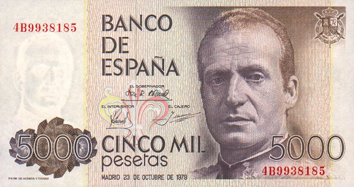 Front of Spain p160a: 5000 Pesetas from 1979