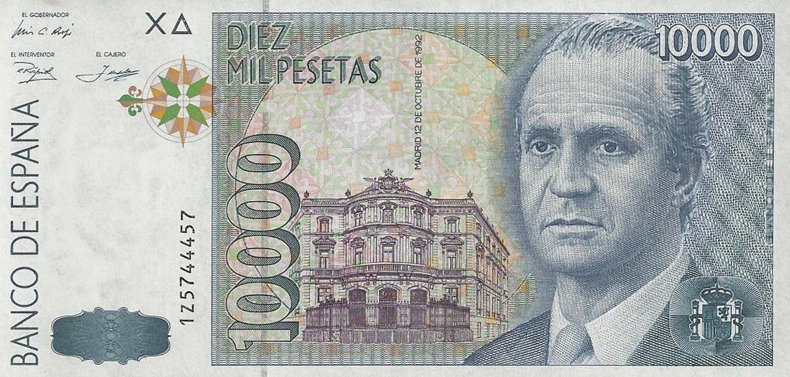 Front of Spain p166a: 10000 Pesetas from 1992