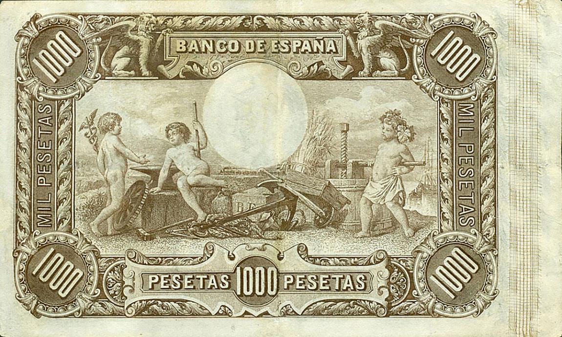 Back of Spain p38: 1000 Pesetas from 1886