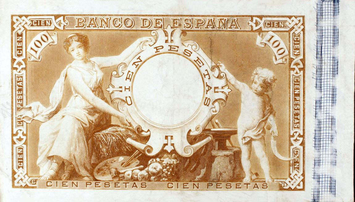 Back of Spain p41: 100 Pesetas from 1889