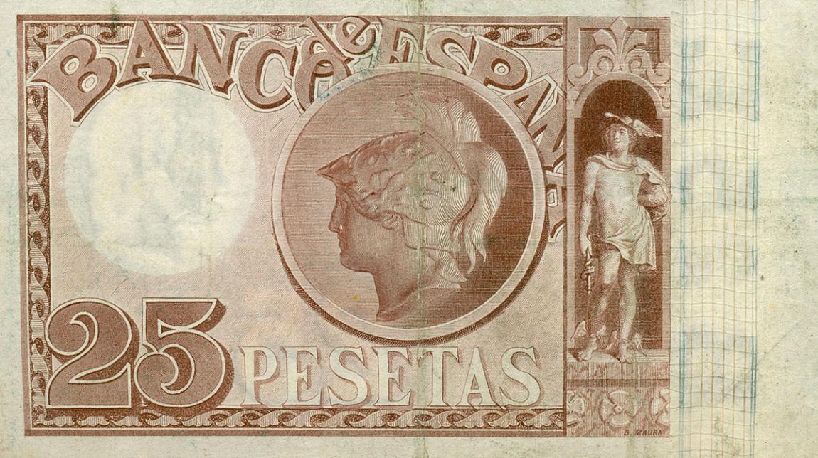 Back of Spain p42: 25 Pesetas from 1893