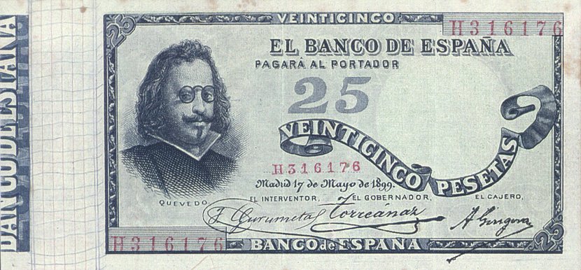 Front of Spain p49a: 25 Pesetas from 1899
