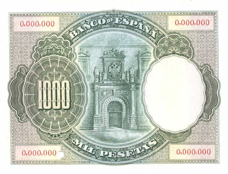 Back of Spain p70s: 1000 Pesetas from 1925