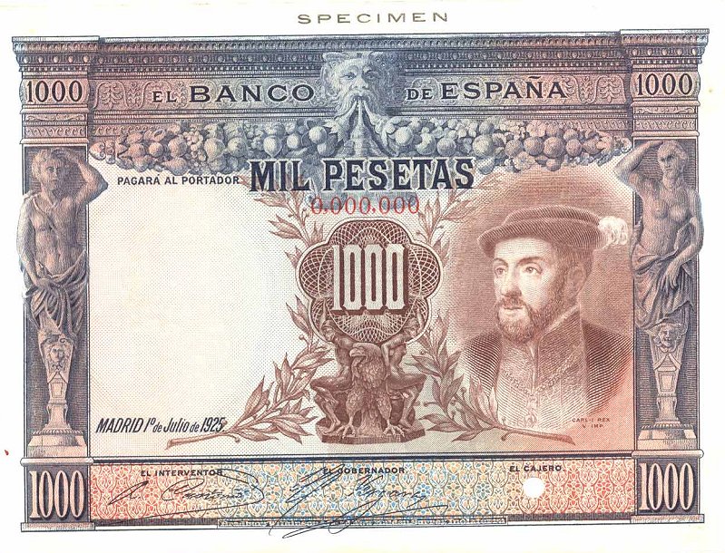 Front of Spain p70s: 1000 Pesetas from 1925