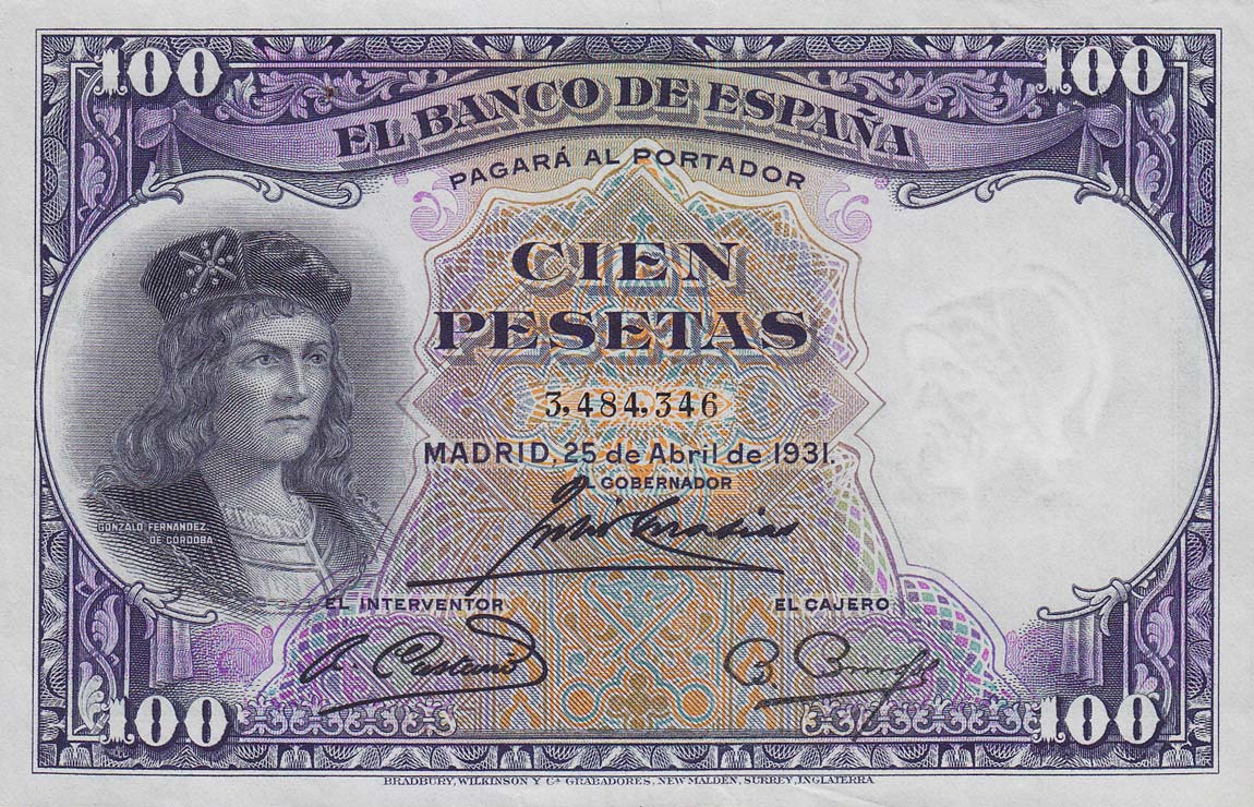 Front of Spain p83: 100 Pesetas from 1931