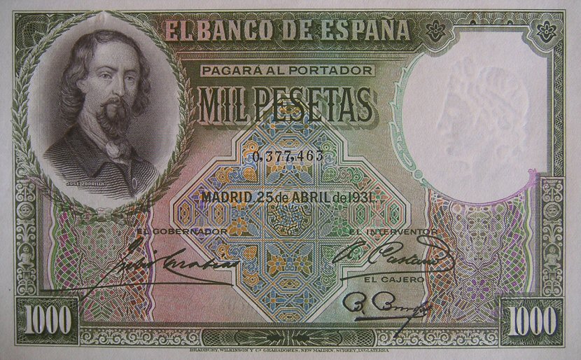 Front of Spain p84Aa: 1000 Pesetas from 1931