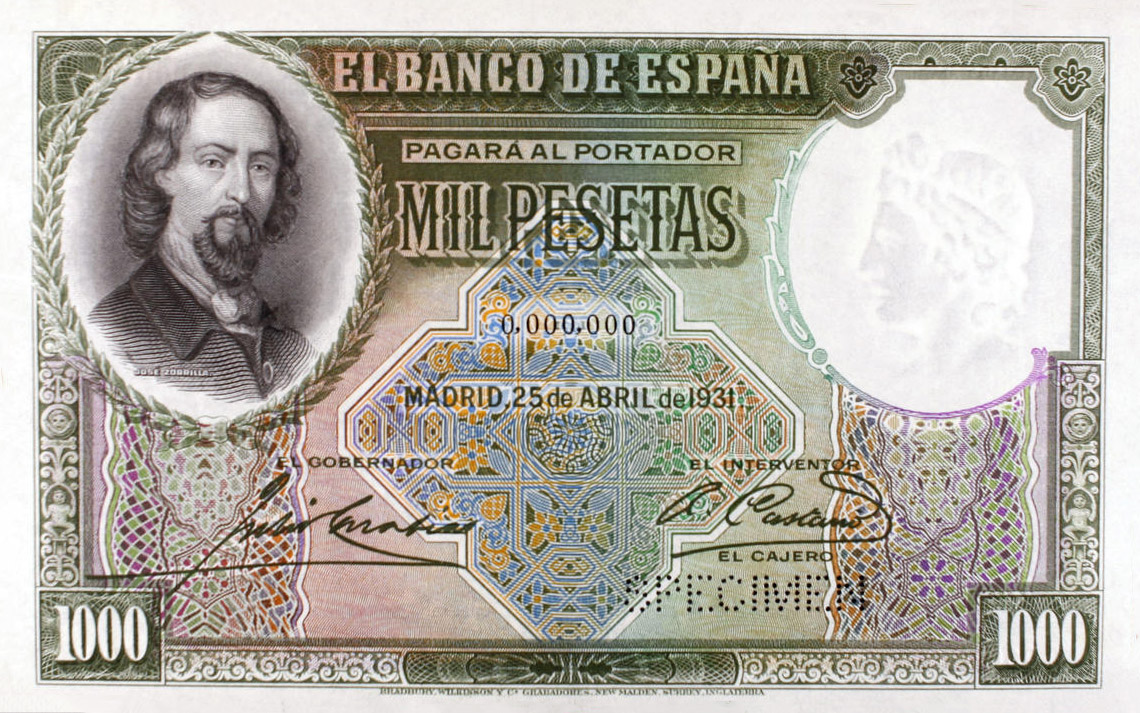 Front of Spain p84As: 1000 Pesetas from 1931