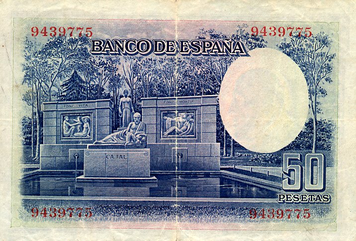 Back of Spain p88a: 50 Pesetas from 1935