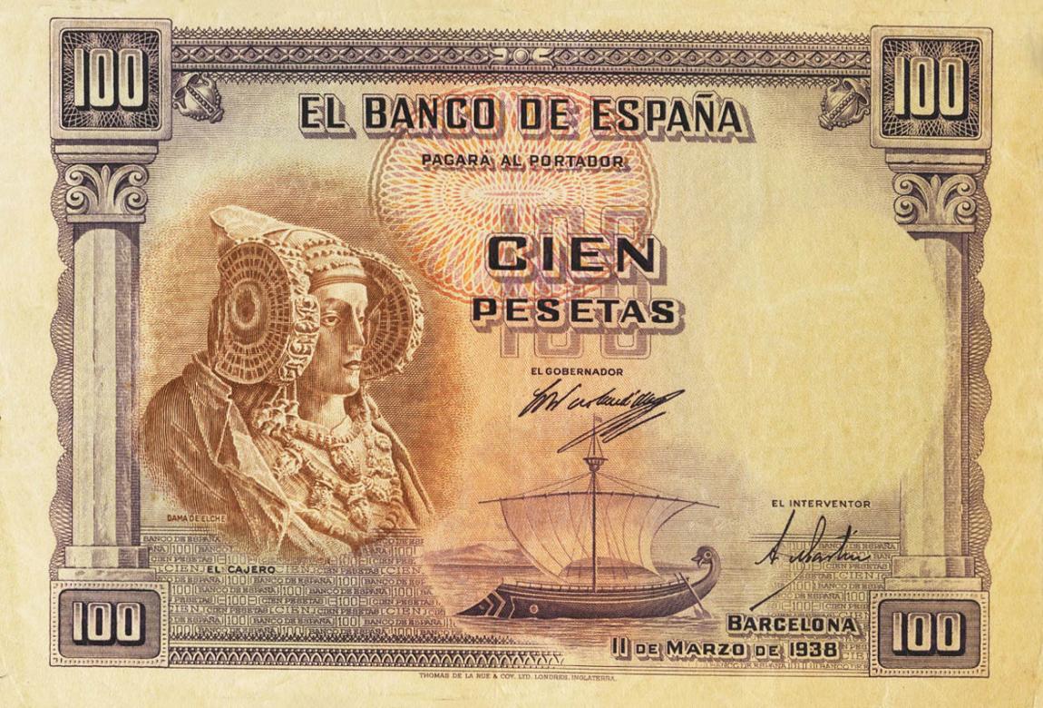 Front of Spain p90s: 100 Pesetas from 1938
